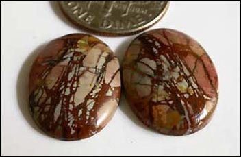 RED CREEK/CHERRY CREEK JASPER OVAL PAIR (CHINA) – 12.46 CT. T.W. 18M X 13 MM. OVAL, COST 